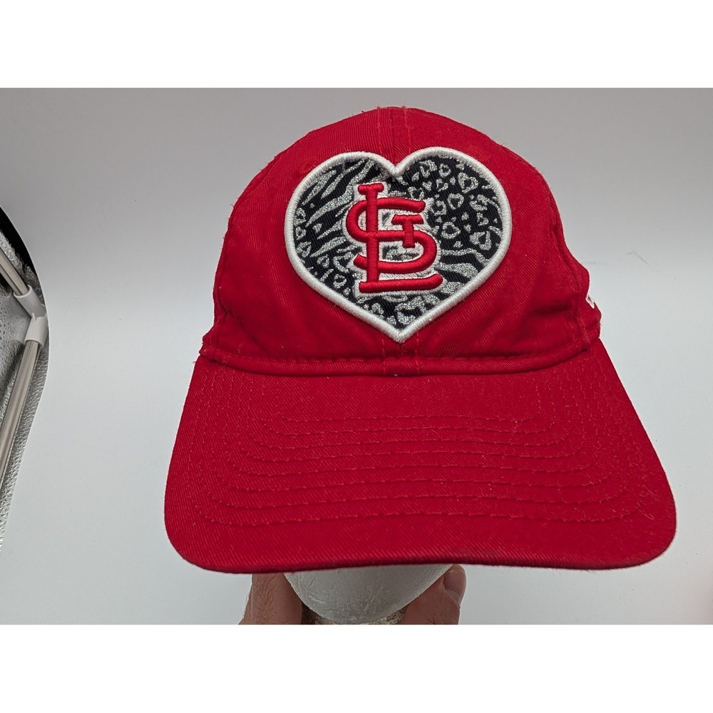 New Era 9FORTY St Louis Cardinals Youth Hat Red Heart Leopard Print Baseball Cap